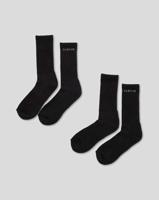 2 Pack Basic Crew Sock - Black