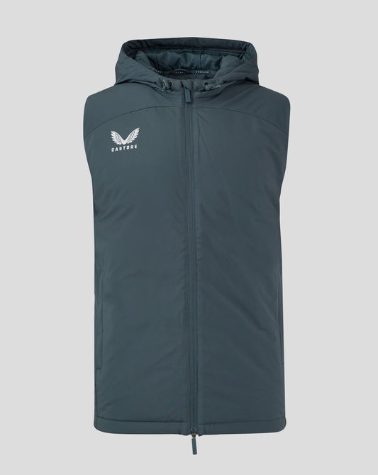 Mens Padded Gilet With Hood - Dark Slate