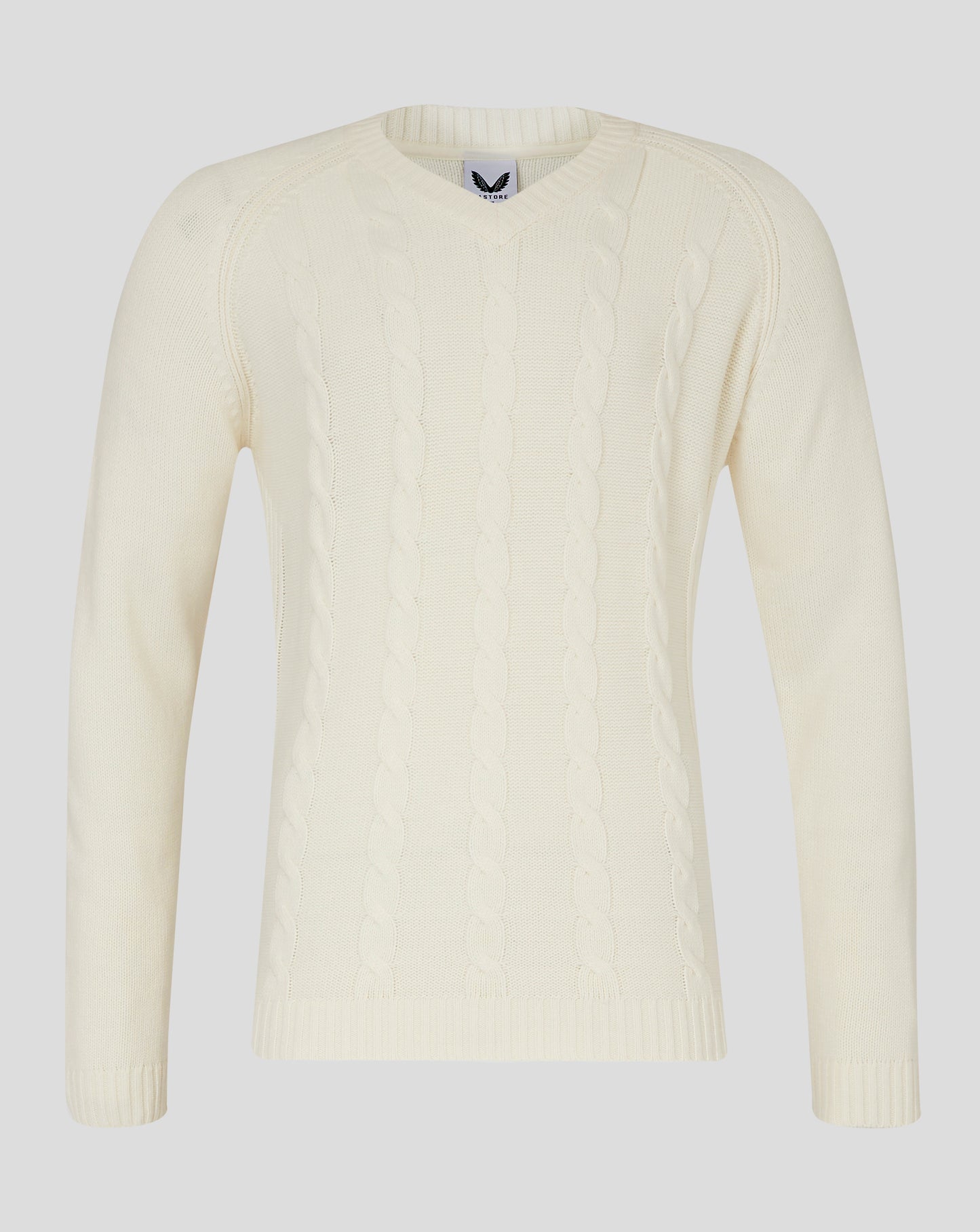 Mens Cricket Knitted Long Sleeve Jumper - Cannoli Cream