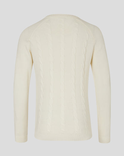 Mens Cricket Knitted Long Sleeve Jumper - Cannoli Cream