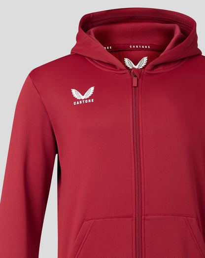 Mens Full Zip Brushback Hoodie - Biking Red