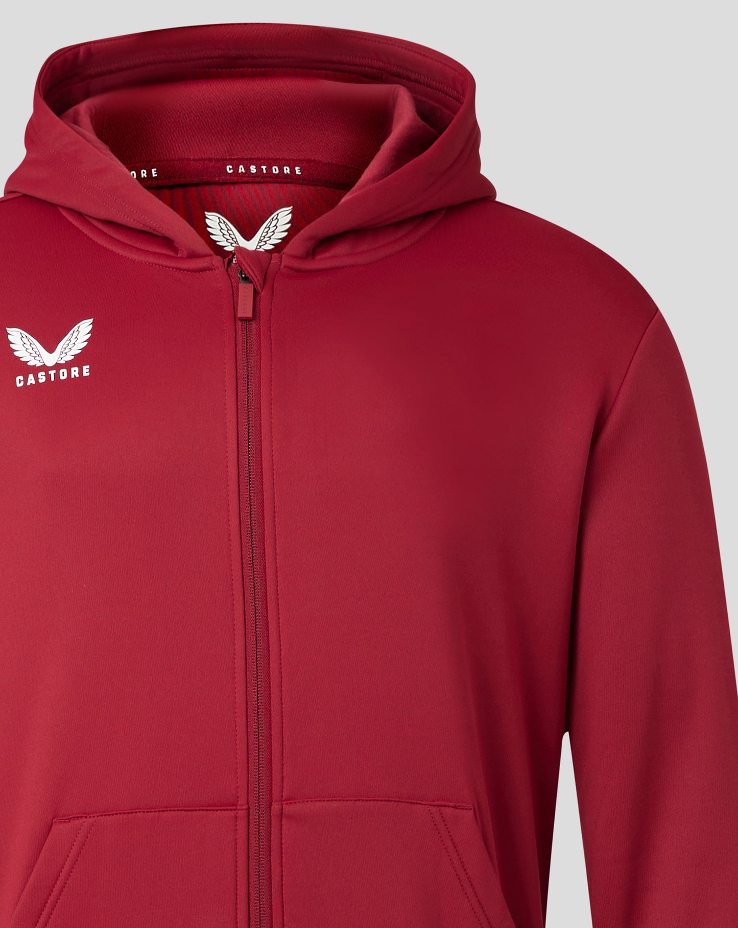 Mens Full Zip Brushback Hoodie - Biking Red