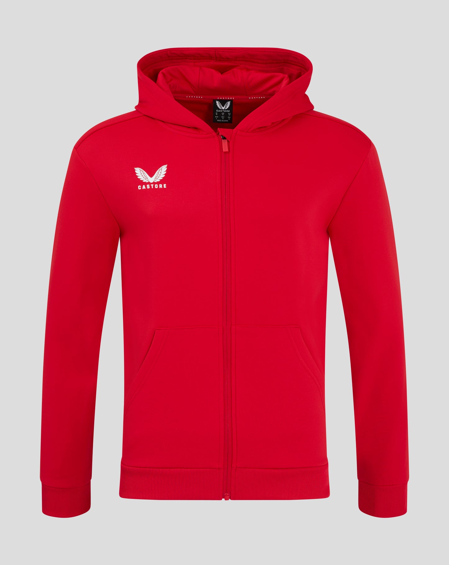 Mens Full Zip Brushback Hoodie - True Red