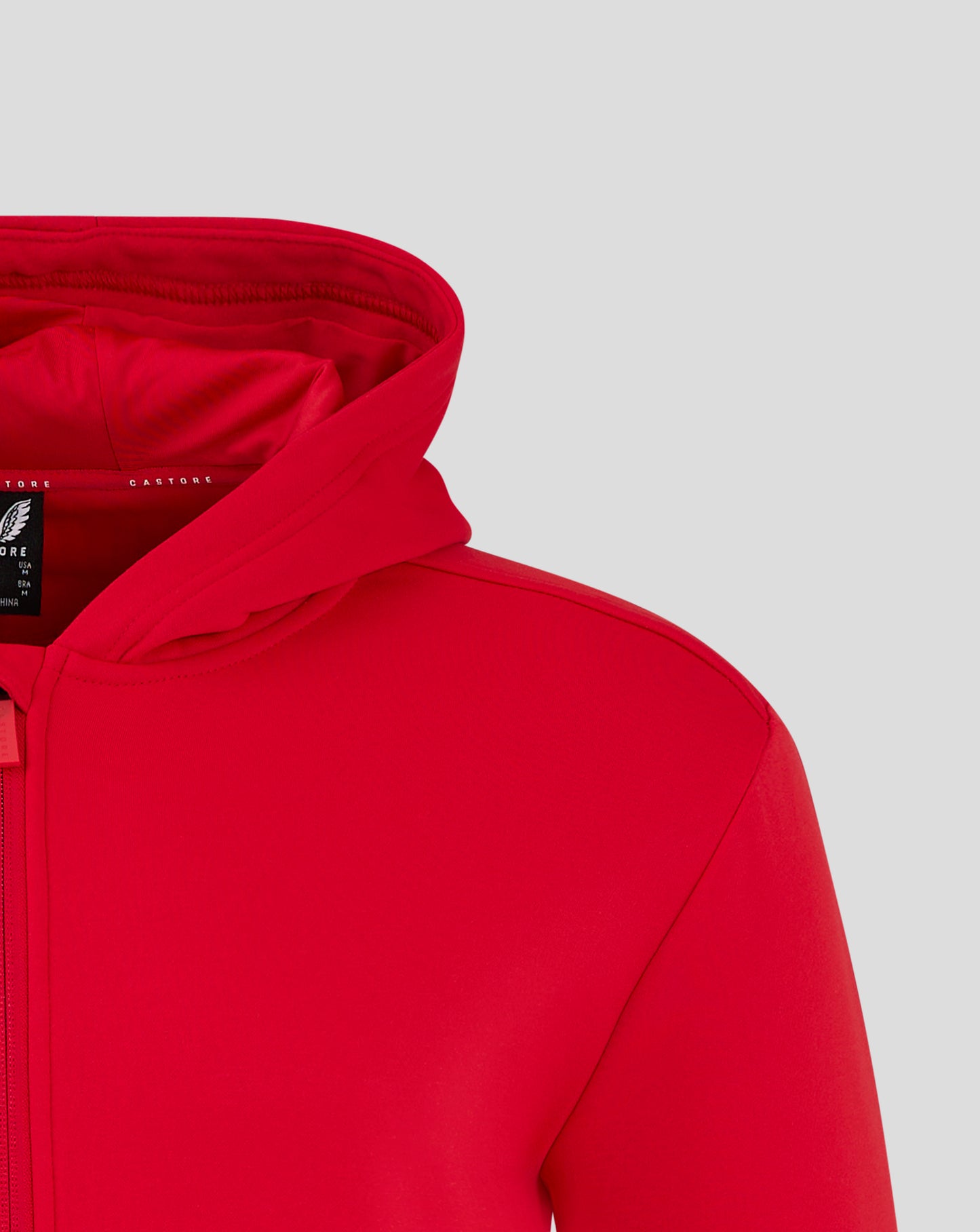 Mens Full Zip Brushback Hoodie - True Red